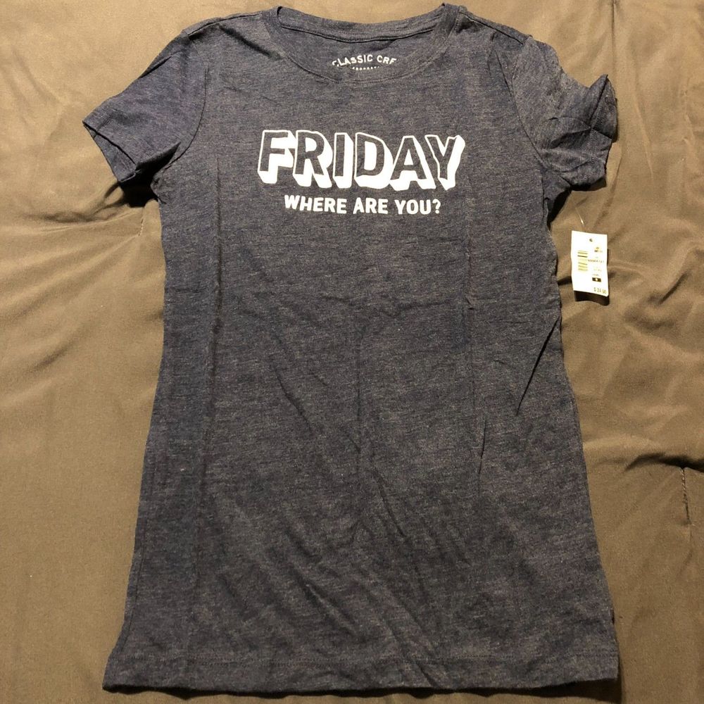 Aeropostale Friday Where Are You? Classic Crew Blue Tee Women's Size Small